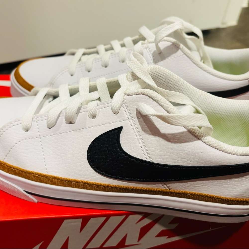 Nike Court Legacy Women’s Sneakers with Black Swoosh and Gold Trim